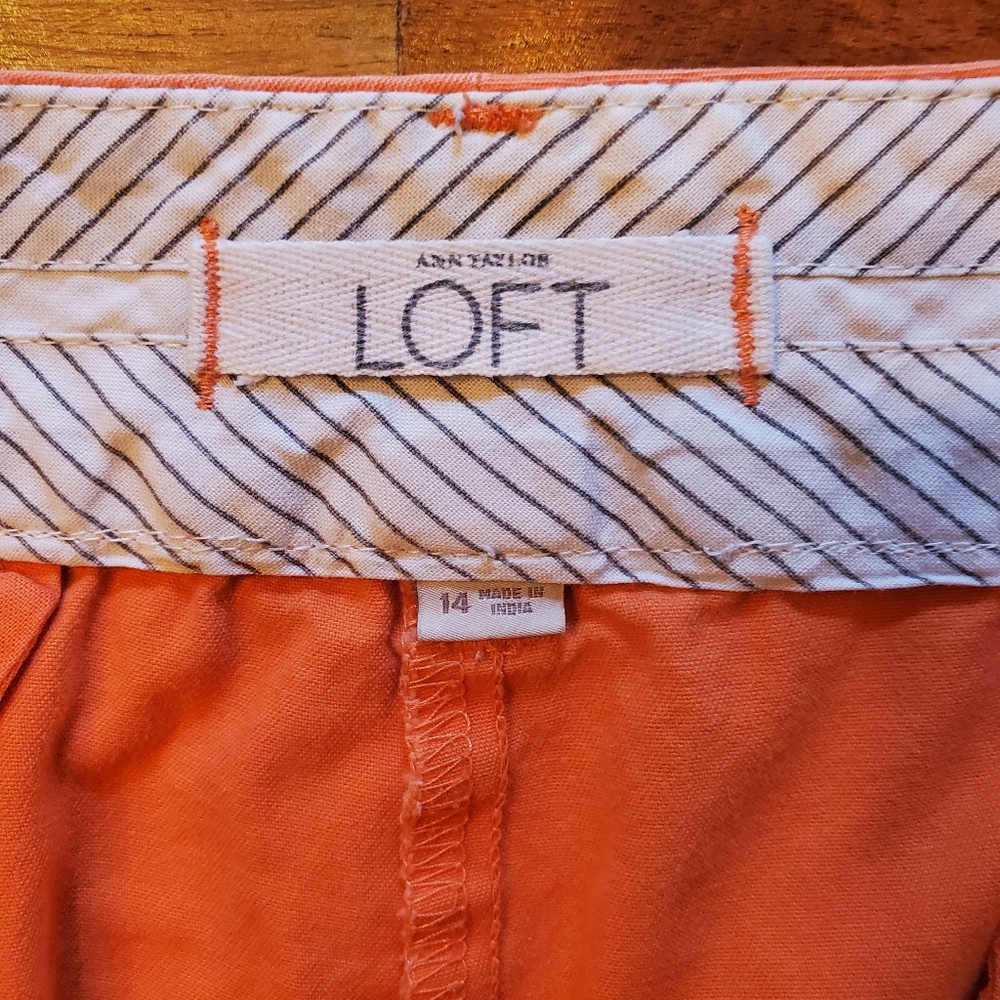 LOFT Bright Coral 4" Chino Shorts